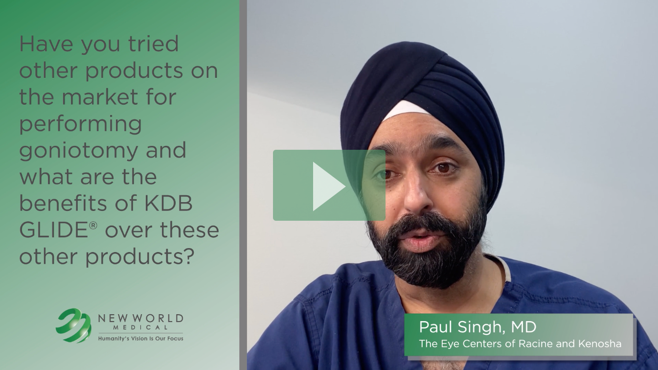 Have you tried other products on the market for performing goniotomy and what are the benefits of KDB GLIDE® over these other products?